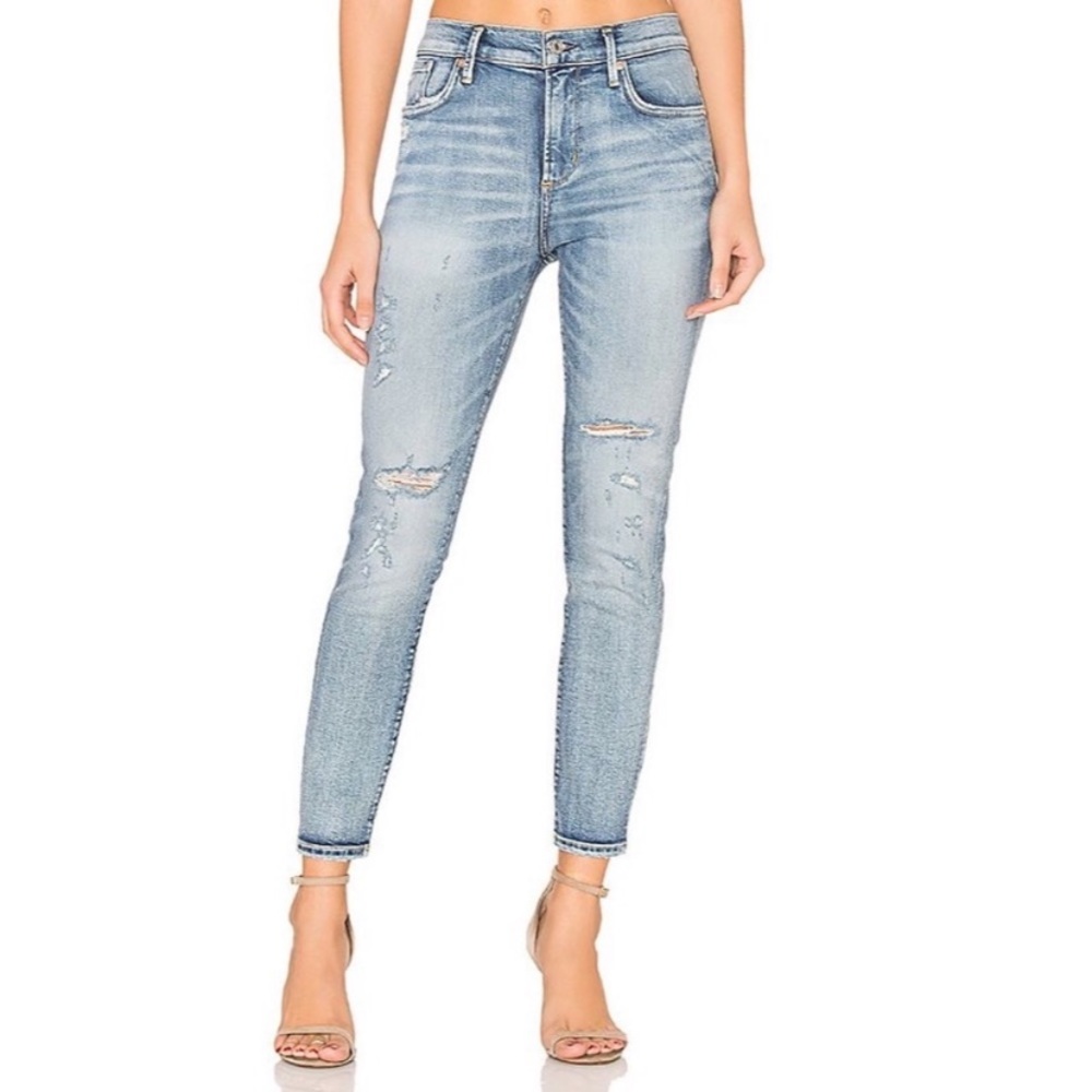AGOLDE Sophie Crop Distressed Stretch Jeans in Outsider Size 27